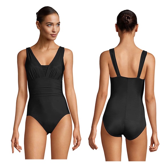 Lands end Slender Grecian Tummy Control One Piece Swimsuit 18 D - Picture 3 of 6